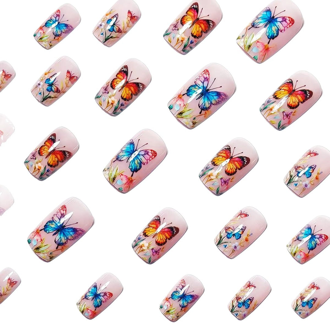 Creative Art Nails with Colorful Butterfly Design Stornfield