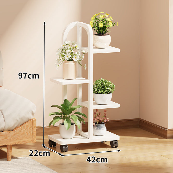 Rolling Vertical Plant Display Shelf with Arch Handle