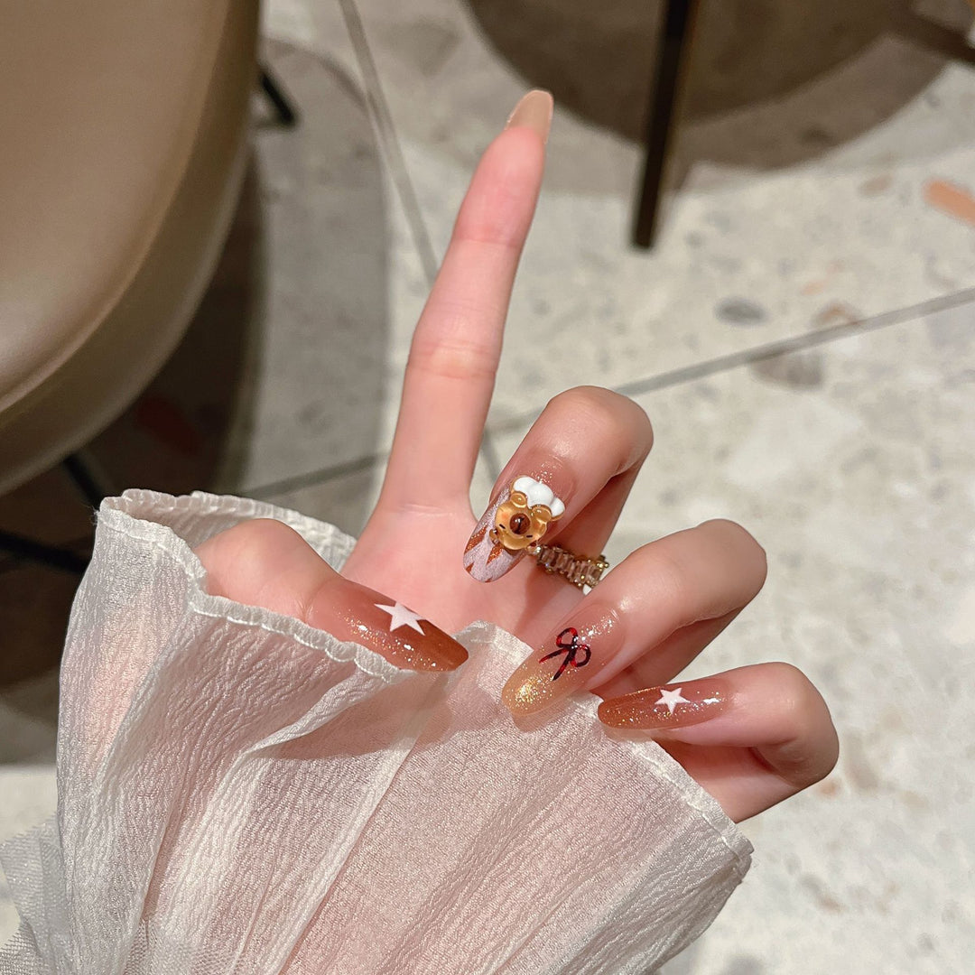 Artistic 3D Character-Themed Press-On Nail Extensions Stornfield