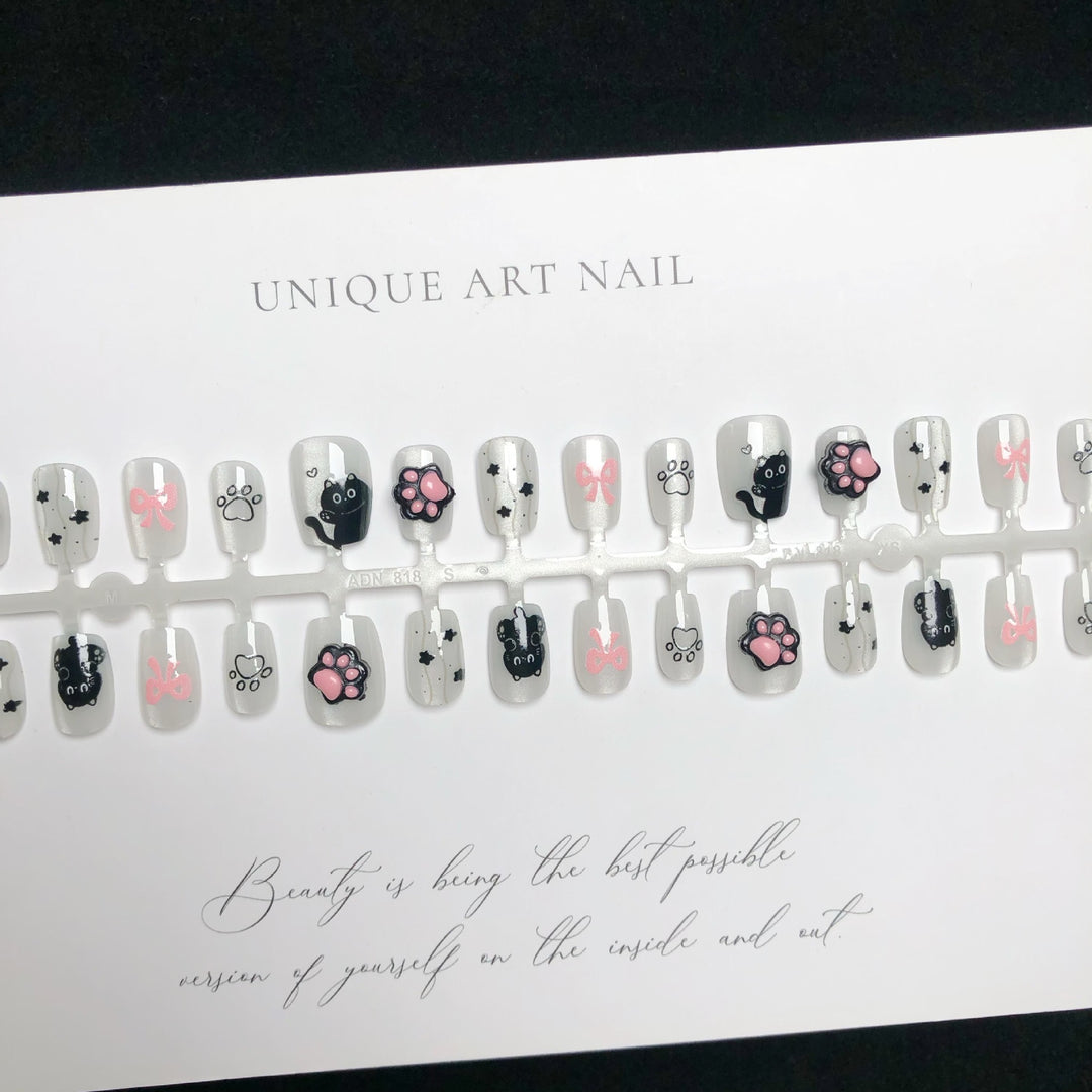 Whimsical Cat-Themed Nail Art Set