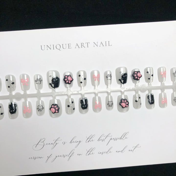 Whimsical Cat-Themed Nail Art Set