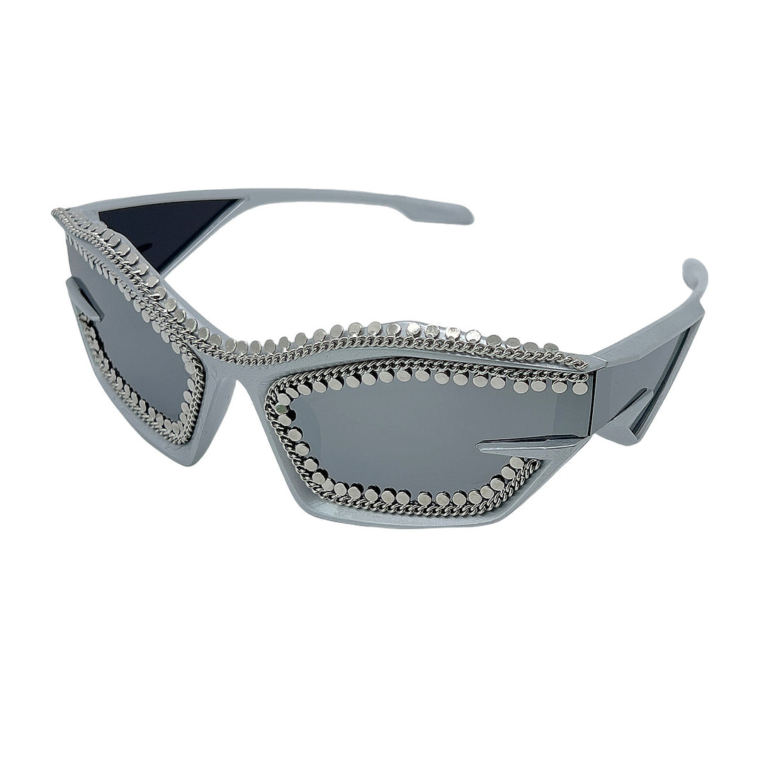 Ladies designer sunglasses in a futuristic look with sparkling rhinestone embellishment Stornfield
