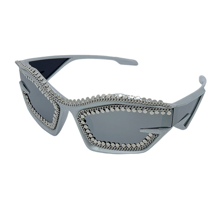 Ladies designer sunglasses in a futuristic look with sparkling rhinestone embellishment Stornfield