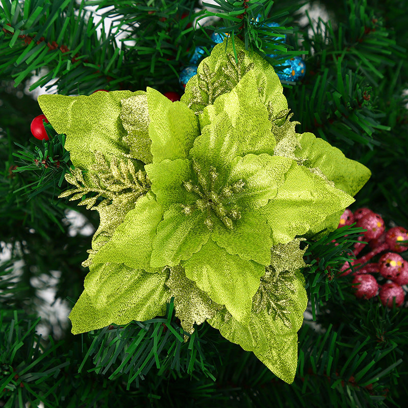 Decorative Glittering Poinsettia Flower Ornament Stornfield