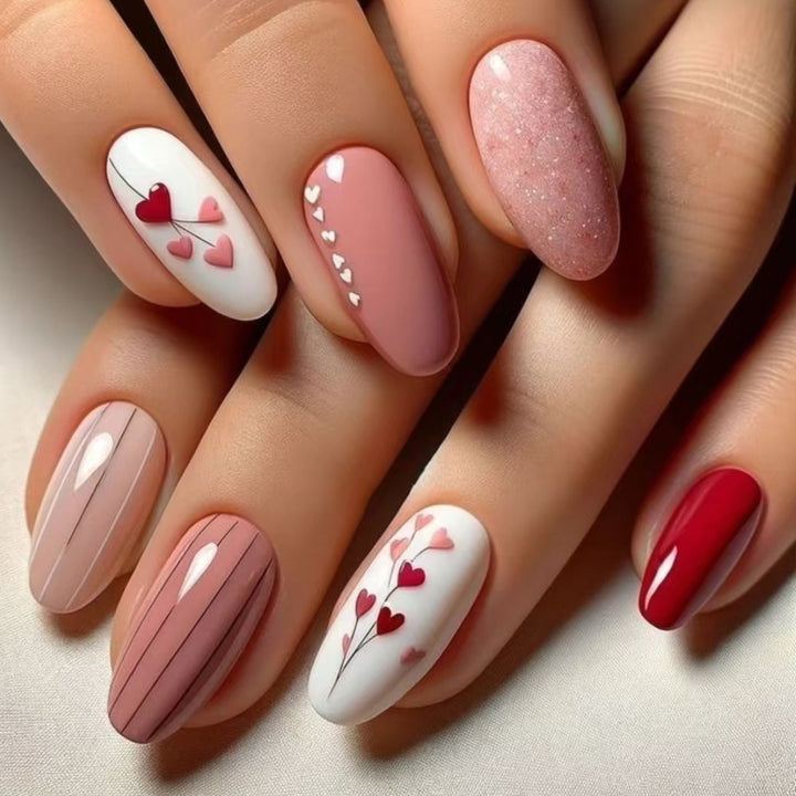Artistic Heart-Designed Press-On Nails Stornfield