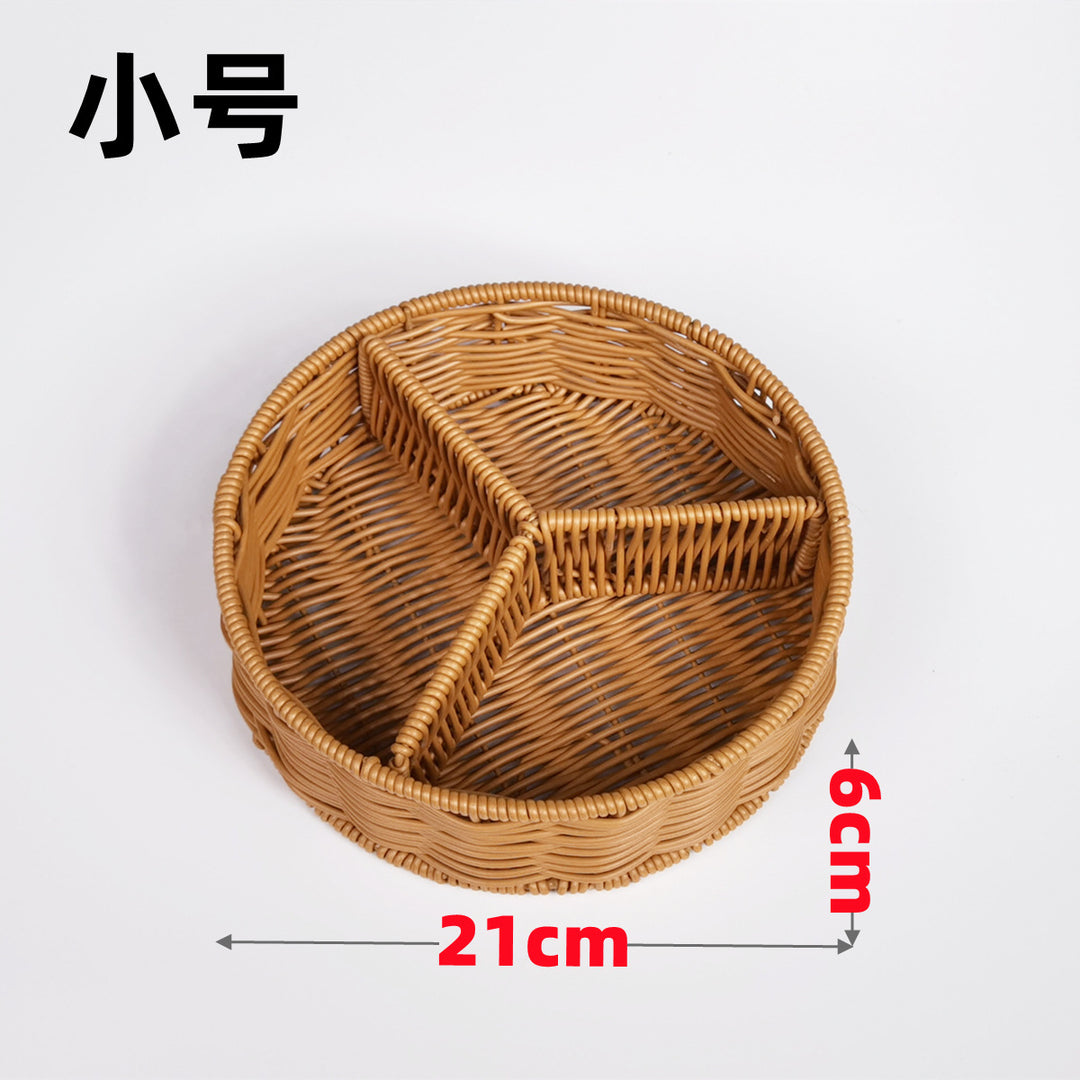 Ladies beef braided serving basket with three compartments Stornfield