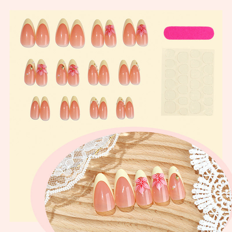 Artificial nail set with elegant flower decorations and fresh design Stornfield