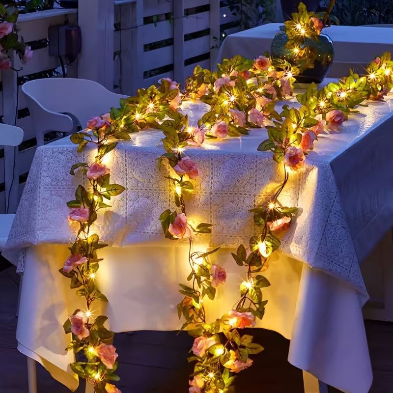 Romantic Rose Vine LED Garland With Micro Lights And Weatherproof Flexible Stem Stornfield