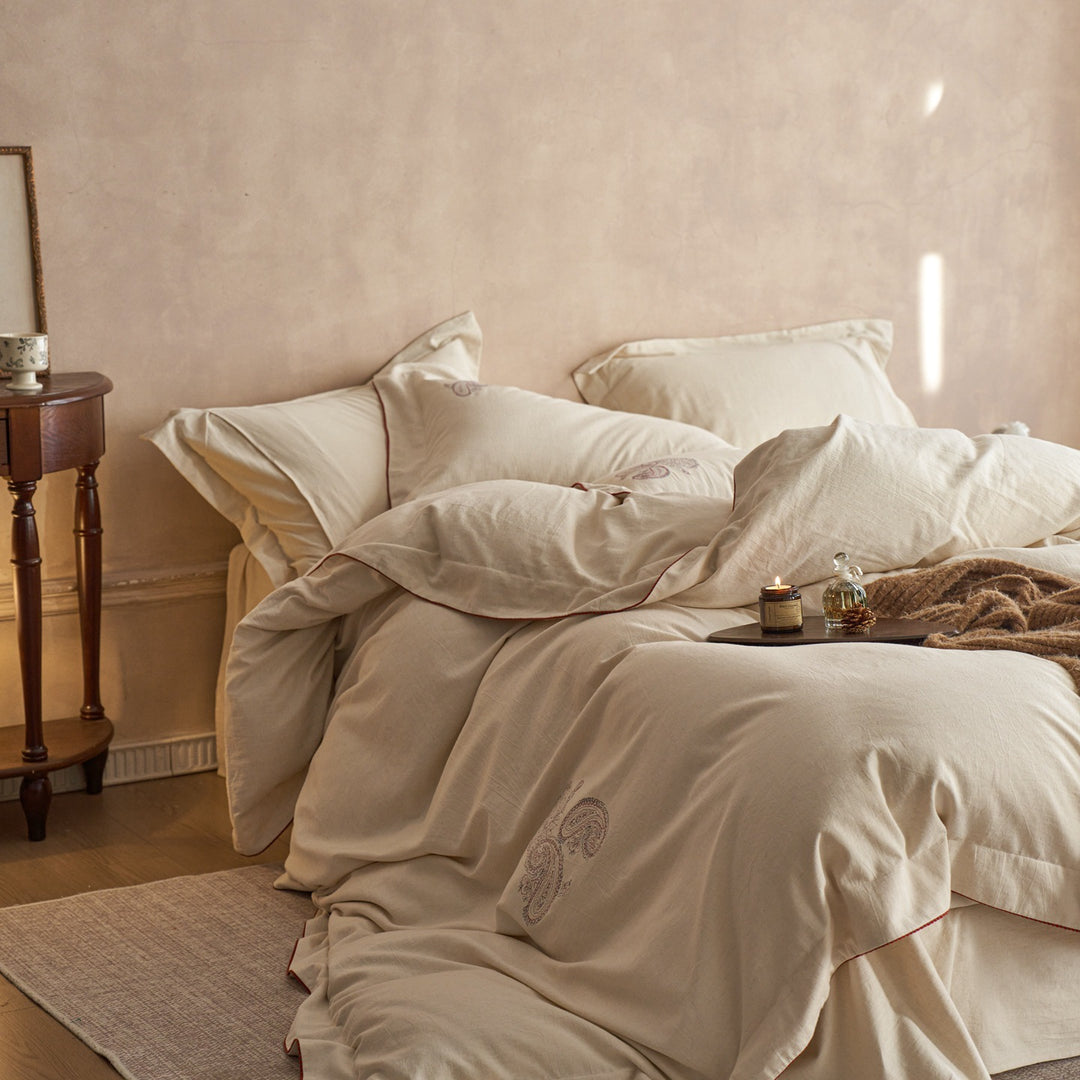 Luxury Washed Linen Duvet Cover Set with Button Closure