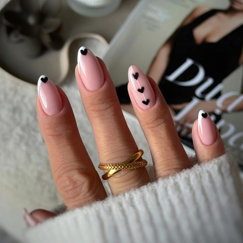 Artistic Heart-Embellished Press-On Nails Stornfield
