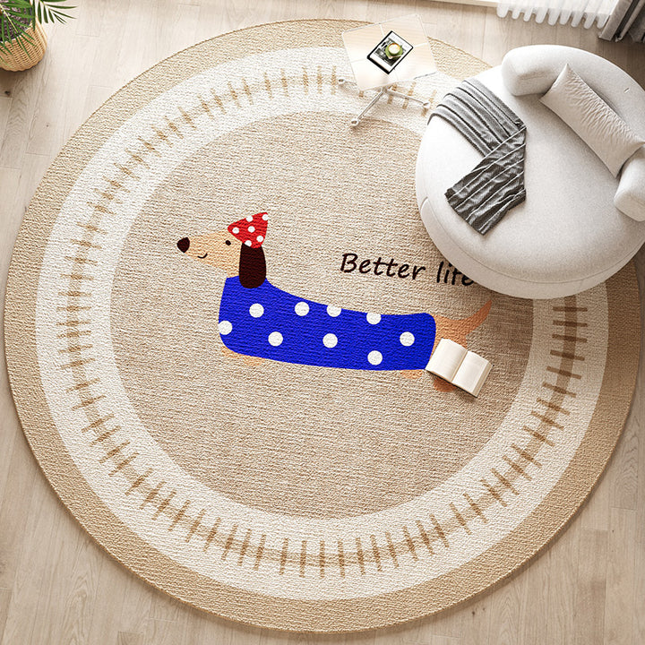 Round Dog-Themed Area Rug