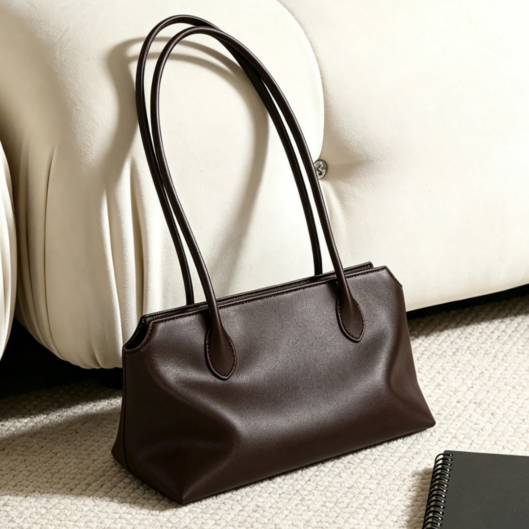 Long-Handle Structured Rectangle Shoulder Tote Bag