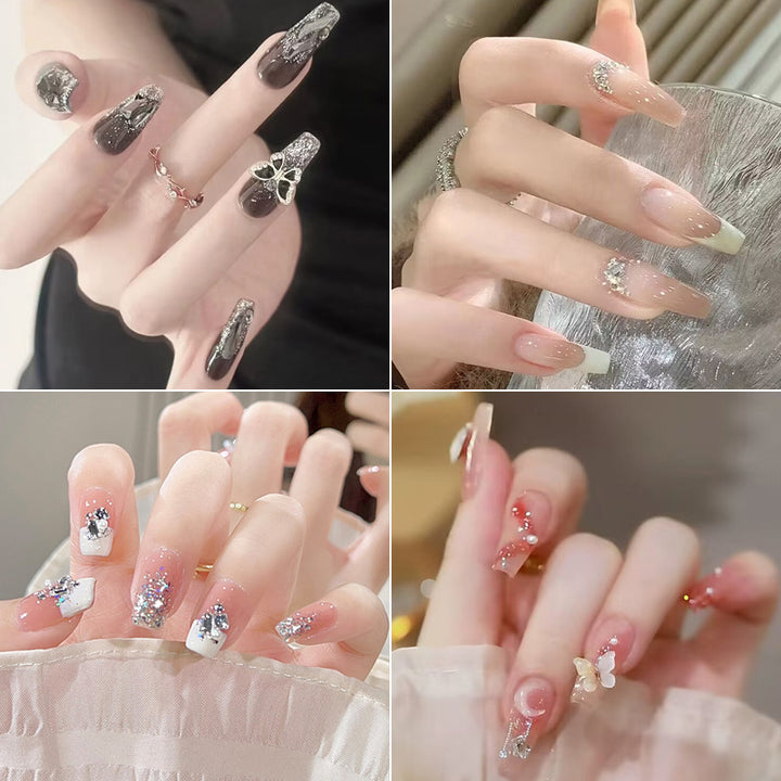 Elegant Floral French Tip Press-On Nails Stornfield