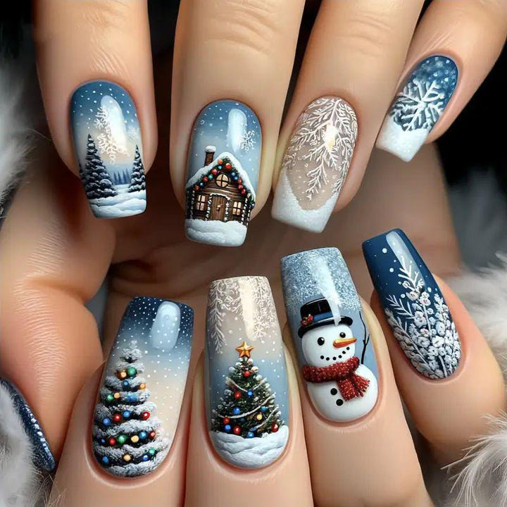 Artistic Winter-Themed Nail Art Stornfield
