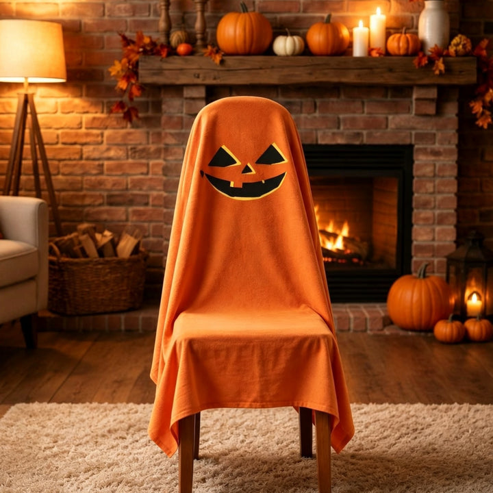 Ghost Throw Costume with Sewn-On Eyes and Bow Appliqué
