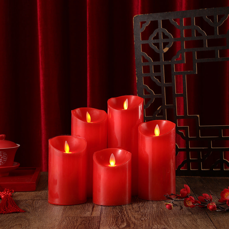 Realistic Wax-Look Flameless LED Pillar Candle with Flicker Flame and Drip-Edge Top