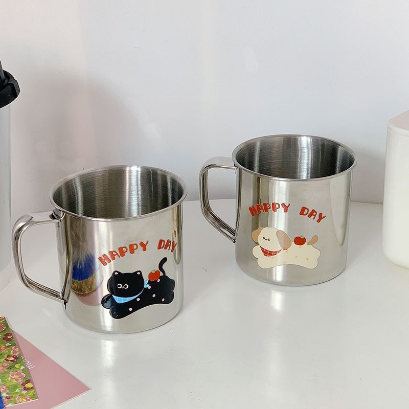 Stainless Steel Drinking Cup with Humorous Cat Motif Stornfield