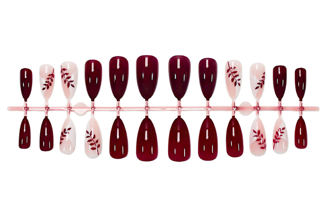 Nail art set with elegant leaf motif designs Stornfield
