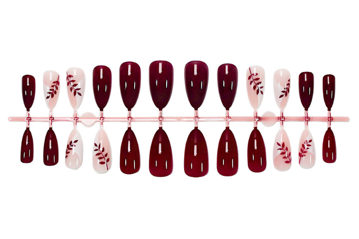 Nail art set with elegant leaf motif designs Stornfield