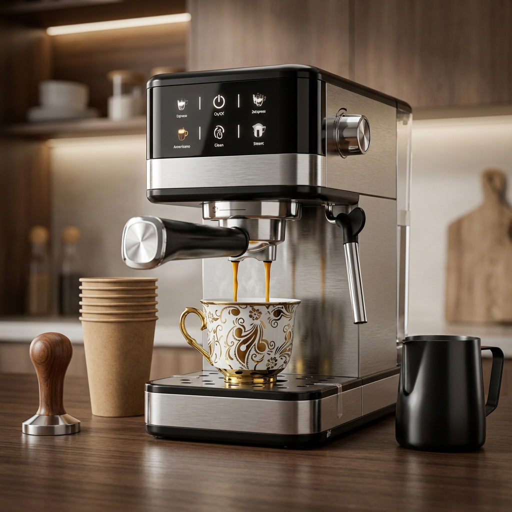 Espresso machine with integrated milk frother Stornfield