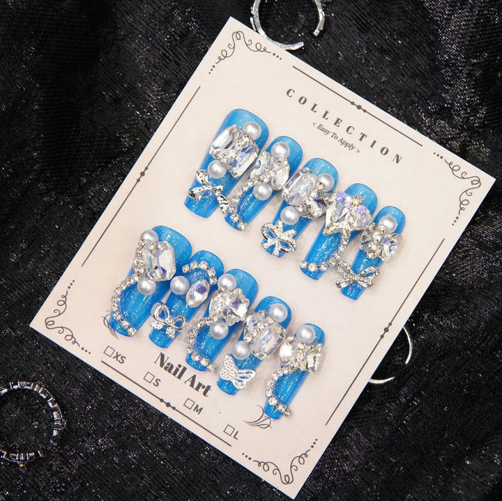 Glamorous Rhinestone-Embellished Press-On Nails