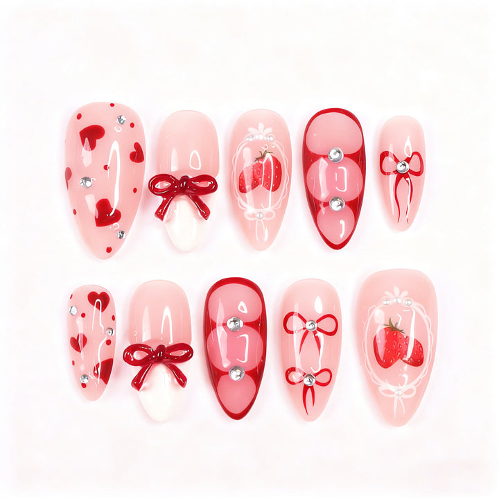 Decorative Strawberry-Themed Press-On Nail Tips Stornfield
