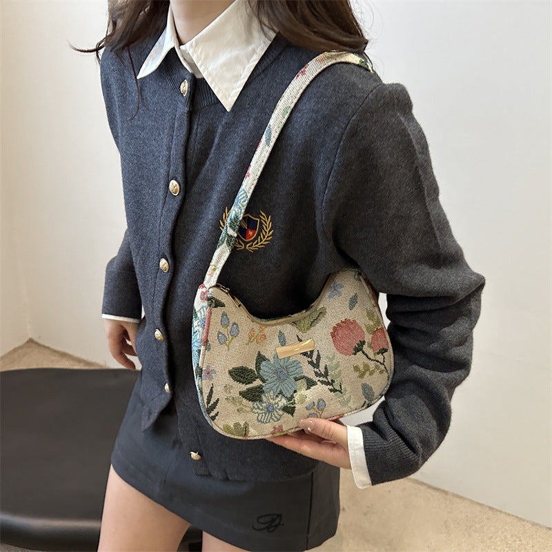 Floral Embroidered Shoulder Bag