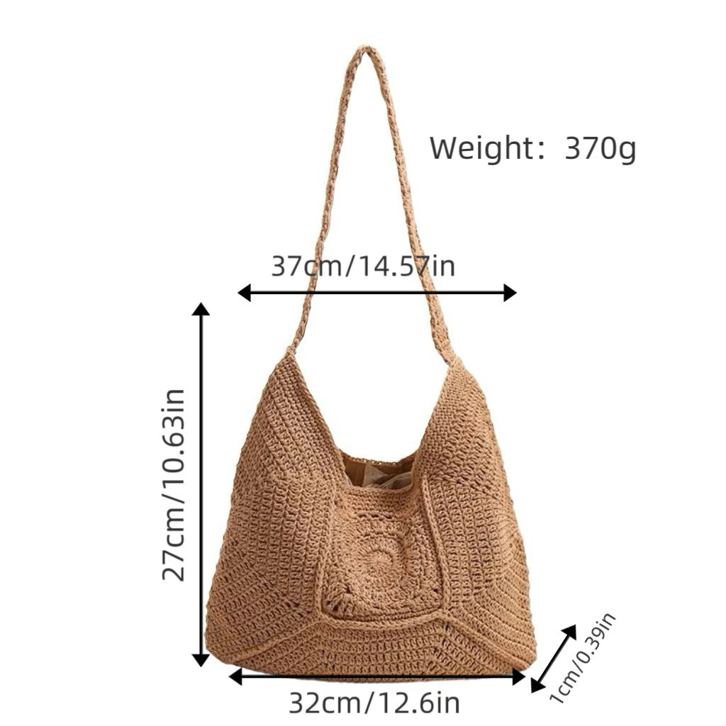 Handmade tote bag with artistic crochet pattern Stornfield