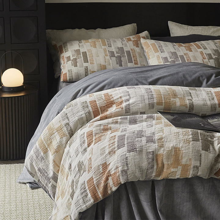 Luxury Textured Stone-Pattern Duvet Cover Set with Pillow Shams