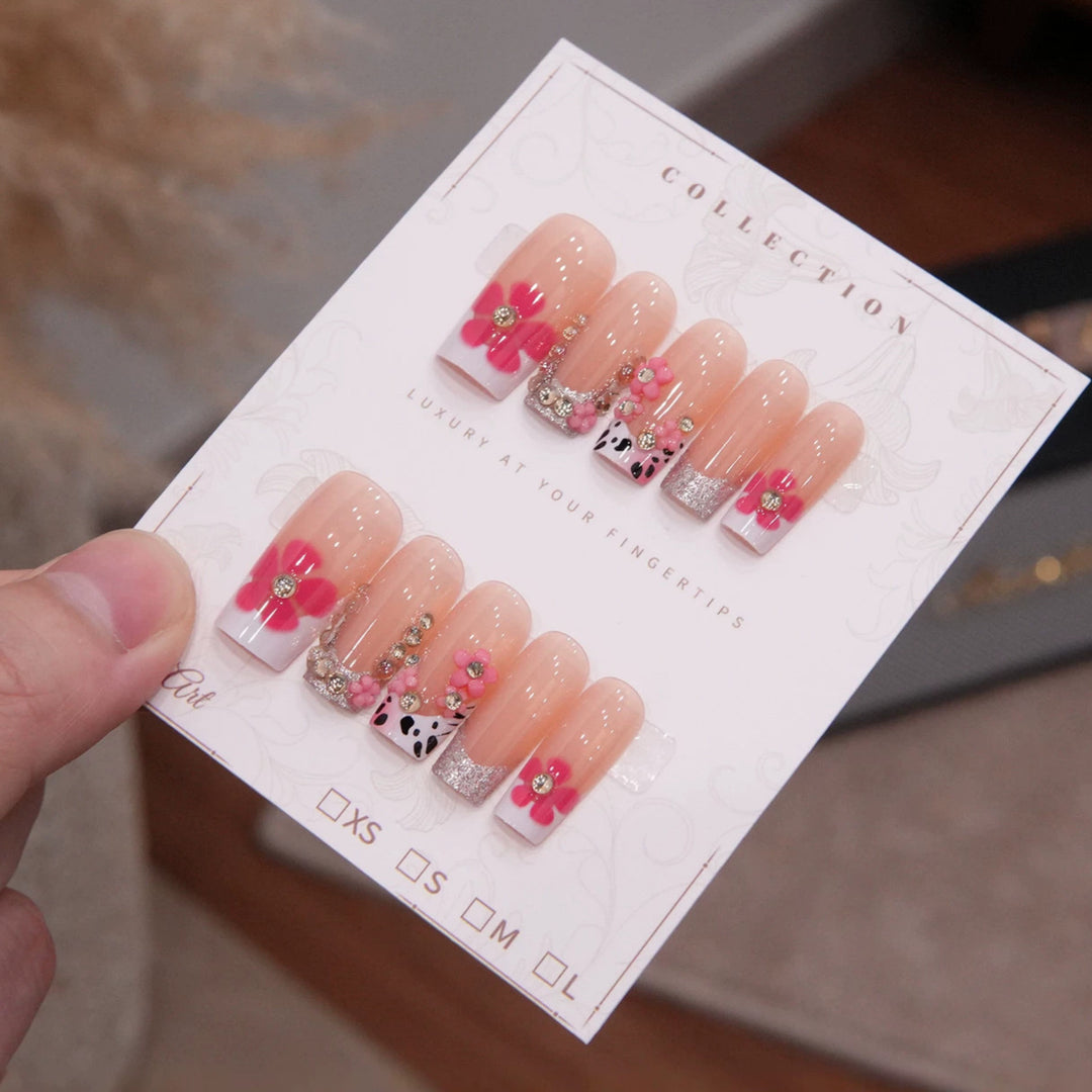 Luxury Floral Press-On Nail Enhancements