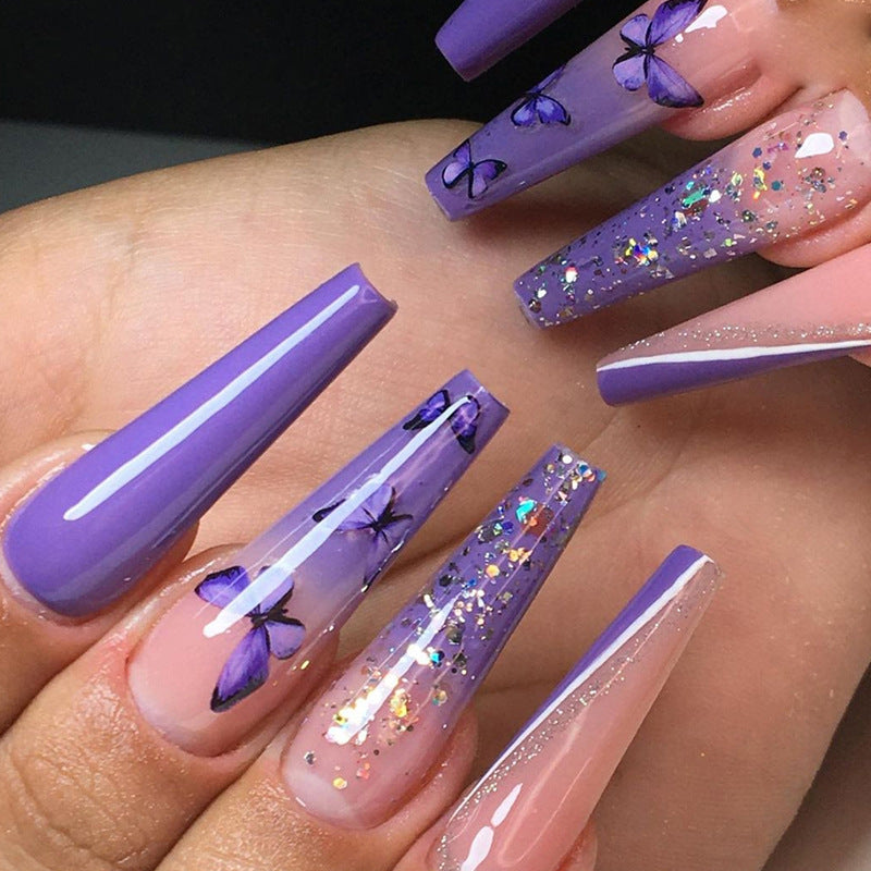 Artistic Butterfly-Embellished Press-On Nail Tips Stornfield