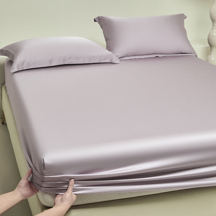 Silky satin fitted sheet set with extra deep pocket and pillowcases