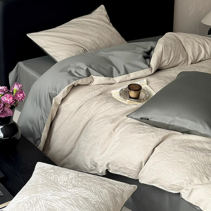 Luxurious Textured Satin Bedding Set Stornfield