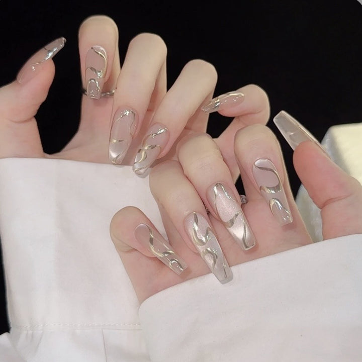 Elegant Marble Effect Press-On Nail Set