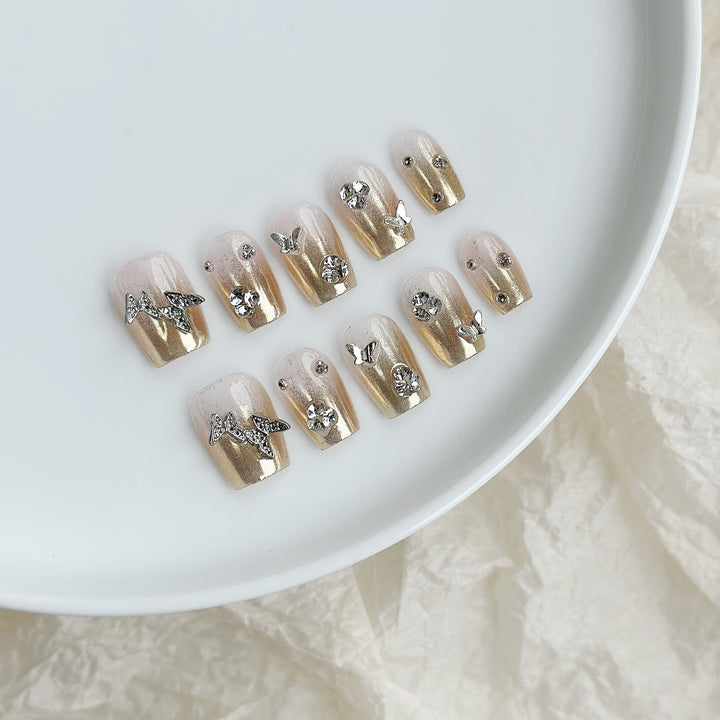 Decorative Rhinestone-Embellished Press-On Nail Set