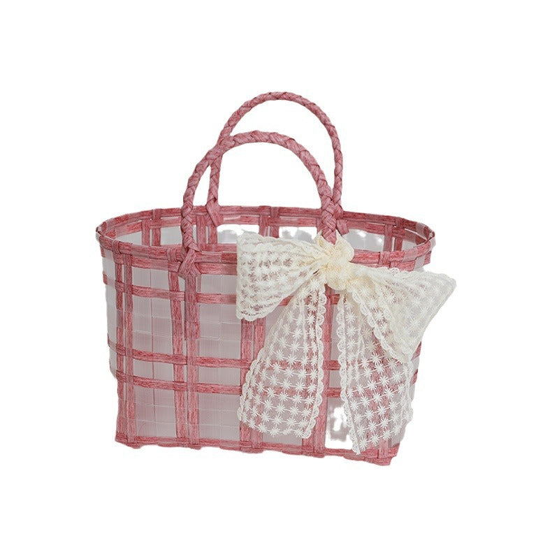Handcrafted basket bag with elegant bow applique Stornfield