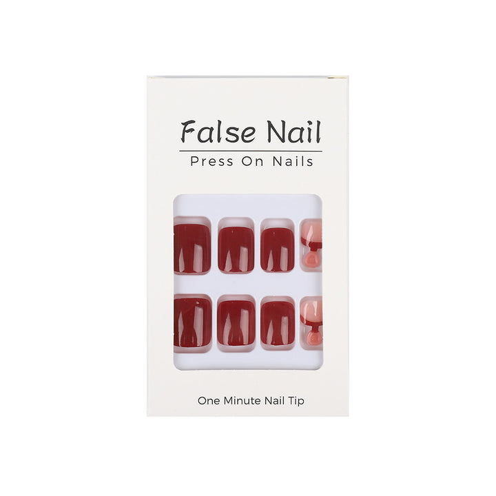 Acrylic nail set in elegant red and nude design Stornfield