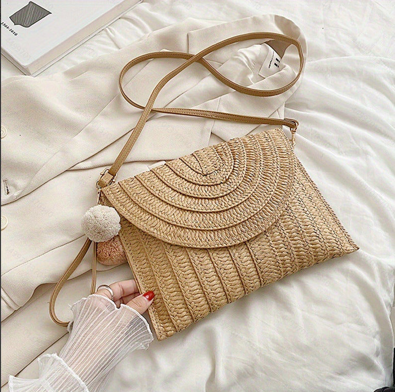 Handbag Made of High-Quality Woven Straw with Elegant Flap Closure Stornfield