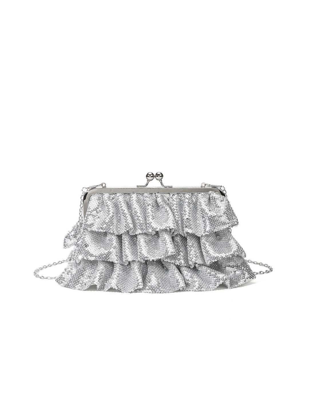 Ruffled Sequin Evening Clutch