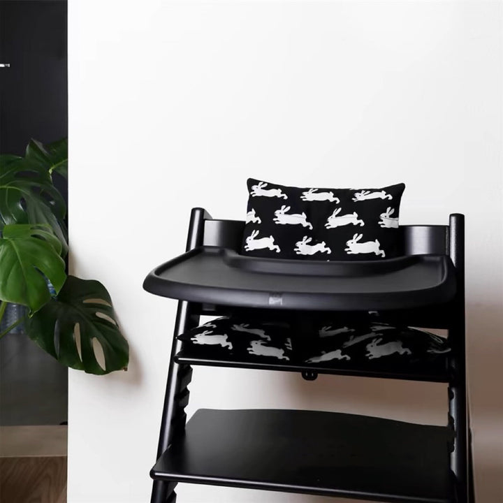 Quilted High Chair Seat Liner with Rabbit Print and Integrated Strap Slots