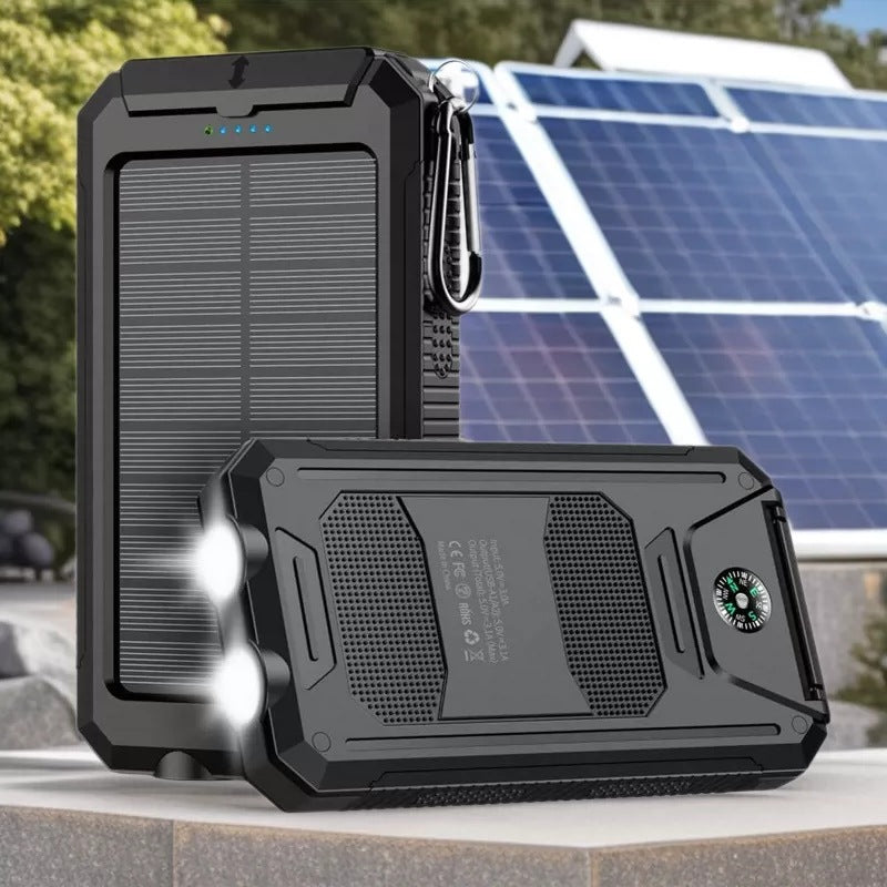 Solar-powered power bank with robust case and integrated LED lighting Stornfield