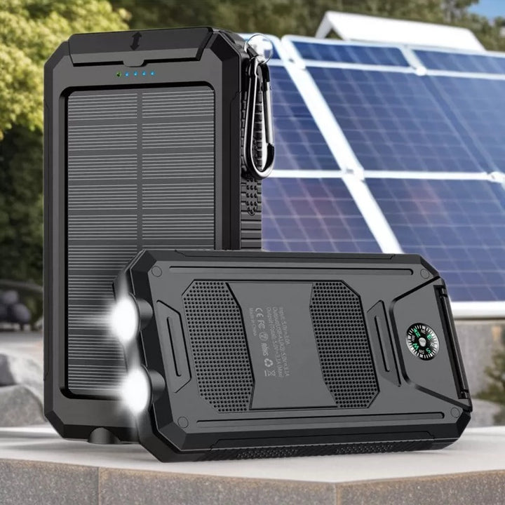 Solar-powered power bank with robust case and integrated LED lighting Stornfield