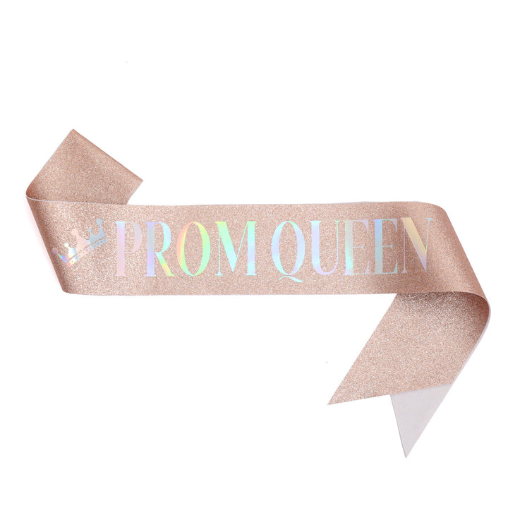 Ladies festive satin sash with holographic print Stornfield