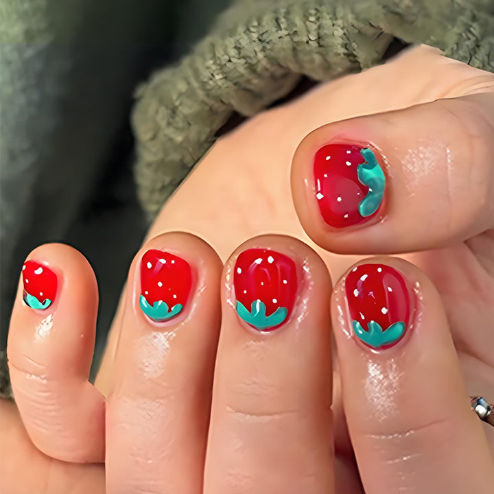 Nail art set with cheerful strawberry designs Stornfield