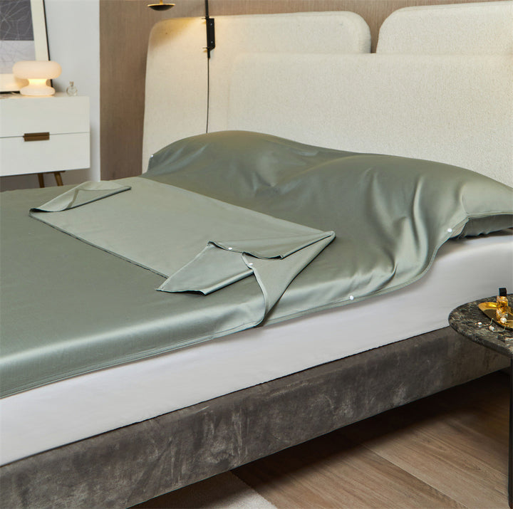 Luxurious satin bedding set with fitted sheet and pillowcase