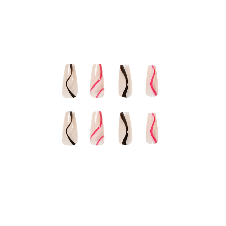 Trendy Artificial Nails with Wave Design Stornfield
