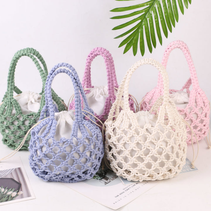 Hand-knotted tote bag with inner drawstring closure Stornfield