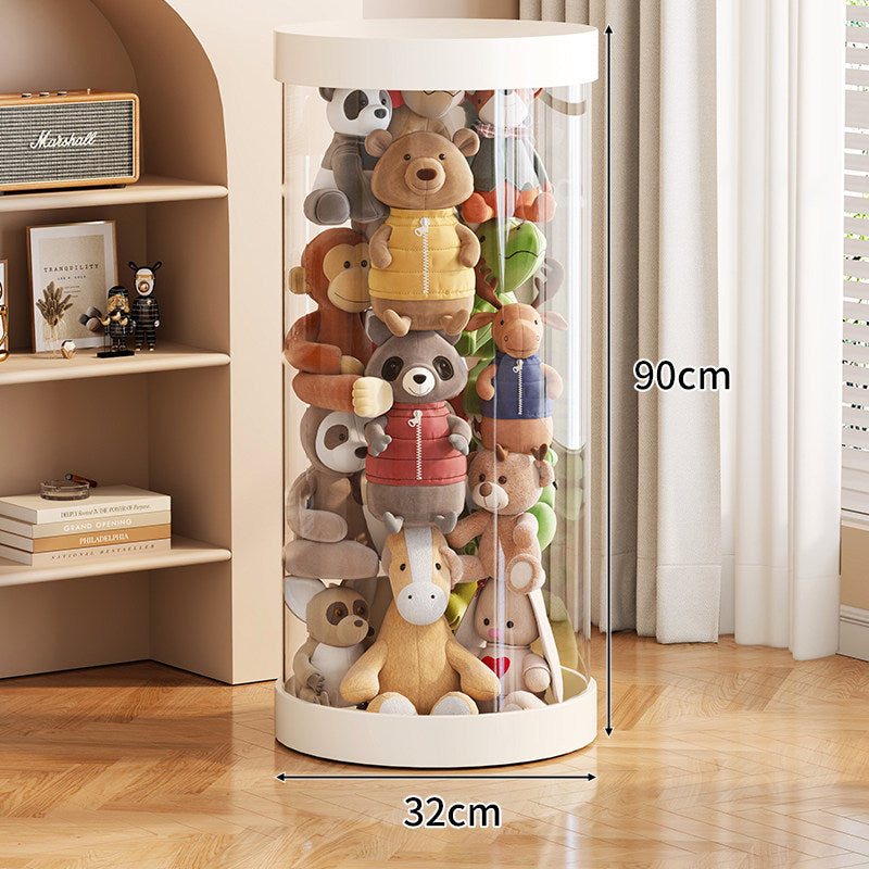 Tall Transparent Cylindrical Plush Toy Display & Storage Tower