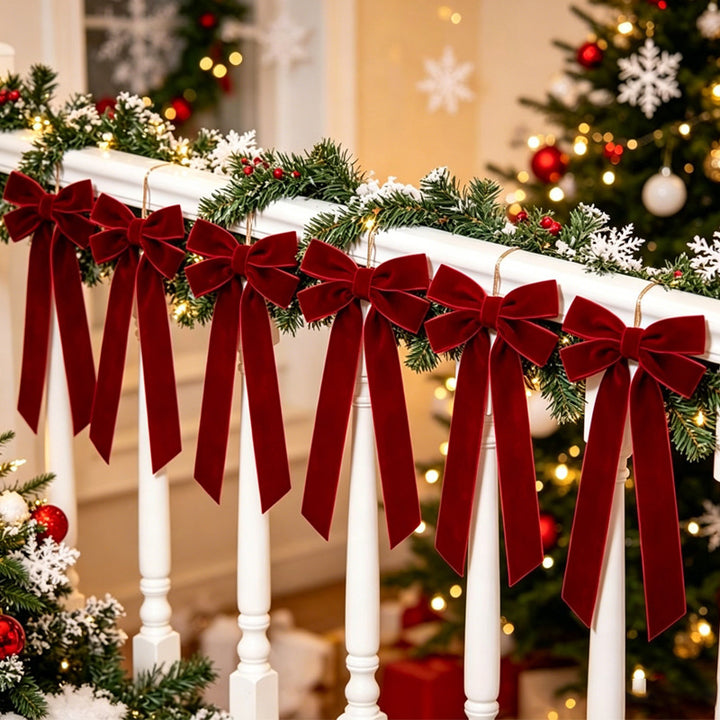 Velvet Decorative Holiday Bow Set