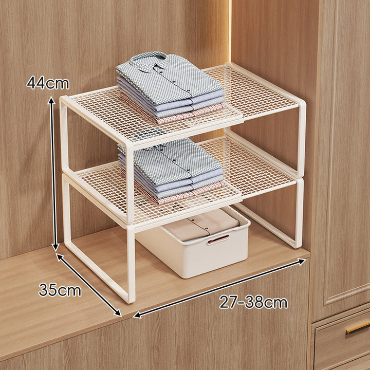 Adjustable Mesh Shelf Riser for Closet Countertop and Cabinet